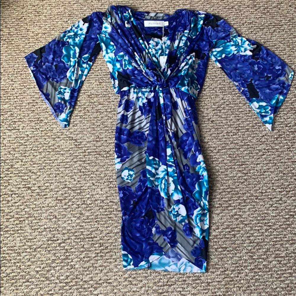 NWT Blue floral knotted dress